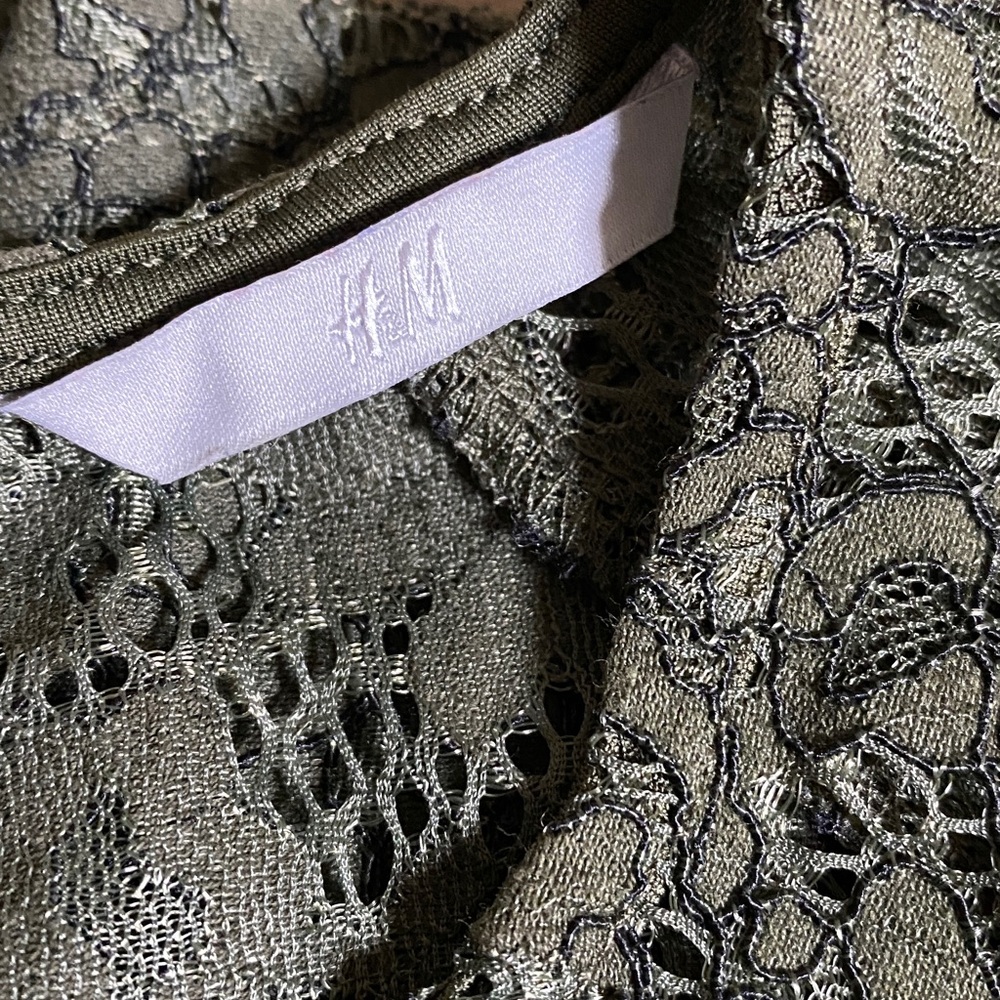 Olive Green Lace Cap Sleeve Top - Picture 11 of 11